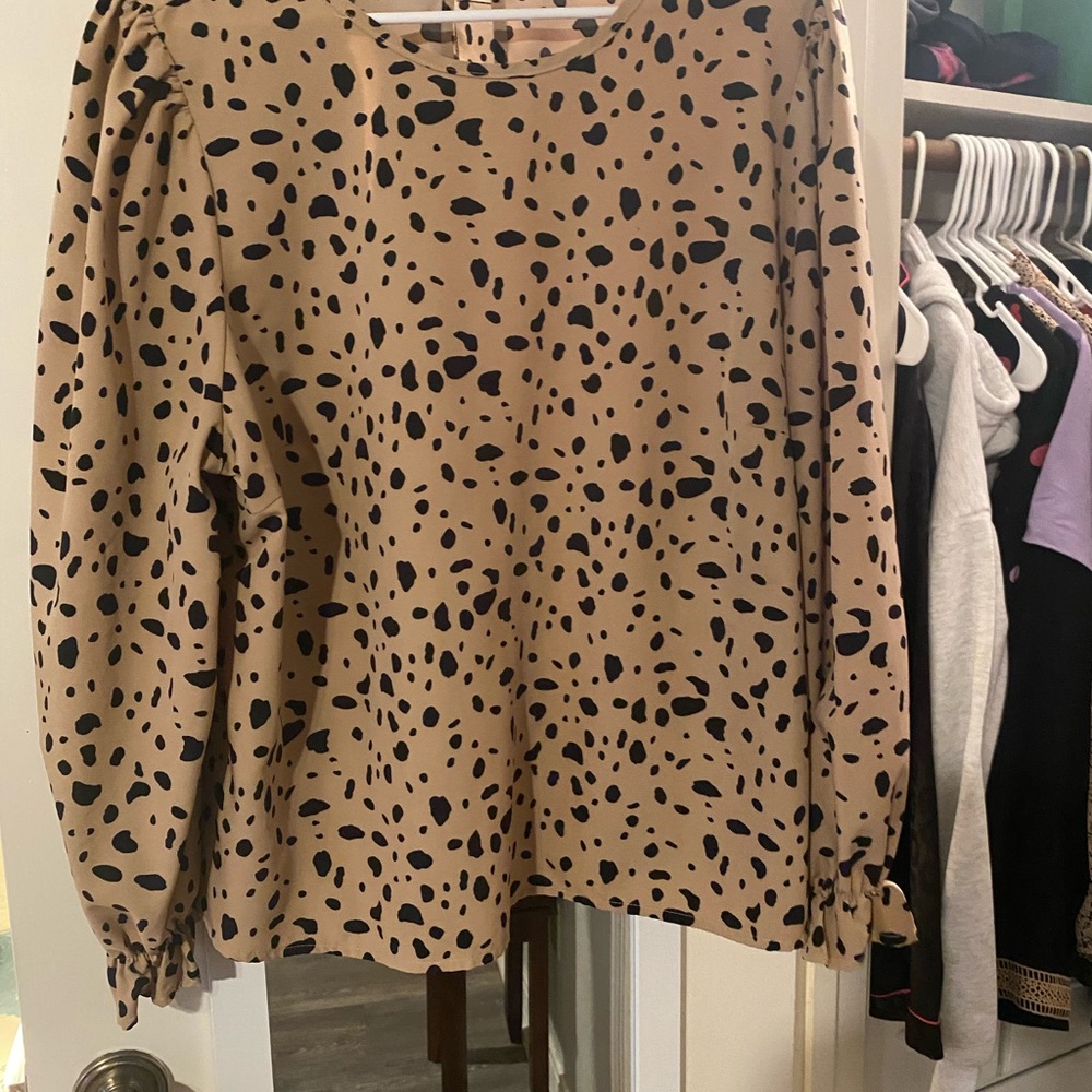 SHEIN Tan and Black Patterned Shirt